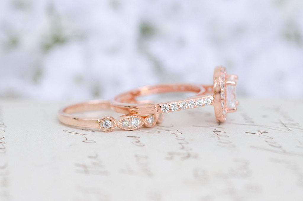 Art Deco Filigree Diamond Engagement Ring in 14 Karat Rose ( Pink ) Go —  Antique Jewelry Mall